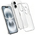 iPhone 16-skal, 3-i-1 TPU-skal med genomskinligt mobilskydd och skärmskydd i högkvalitativt aluminium-kiselglas + linsskydd