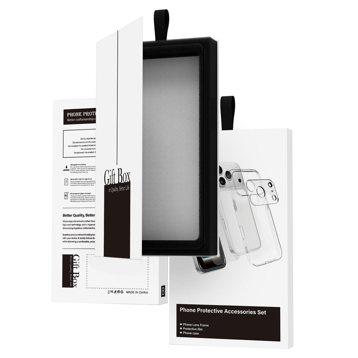 Til iPhone 15 Pro Cover 3-i-1 TPU Gennemsigtigt Telefoncover med Skærmbeskytter i Højkvalitets Aluminium-silikoneglas + Linsebeskytter