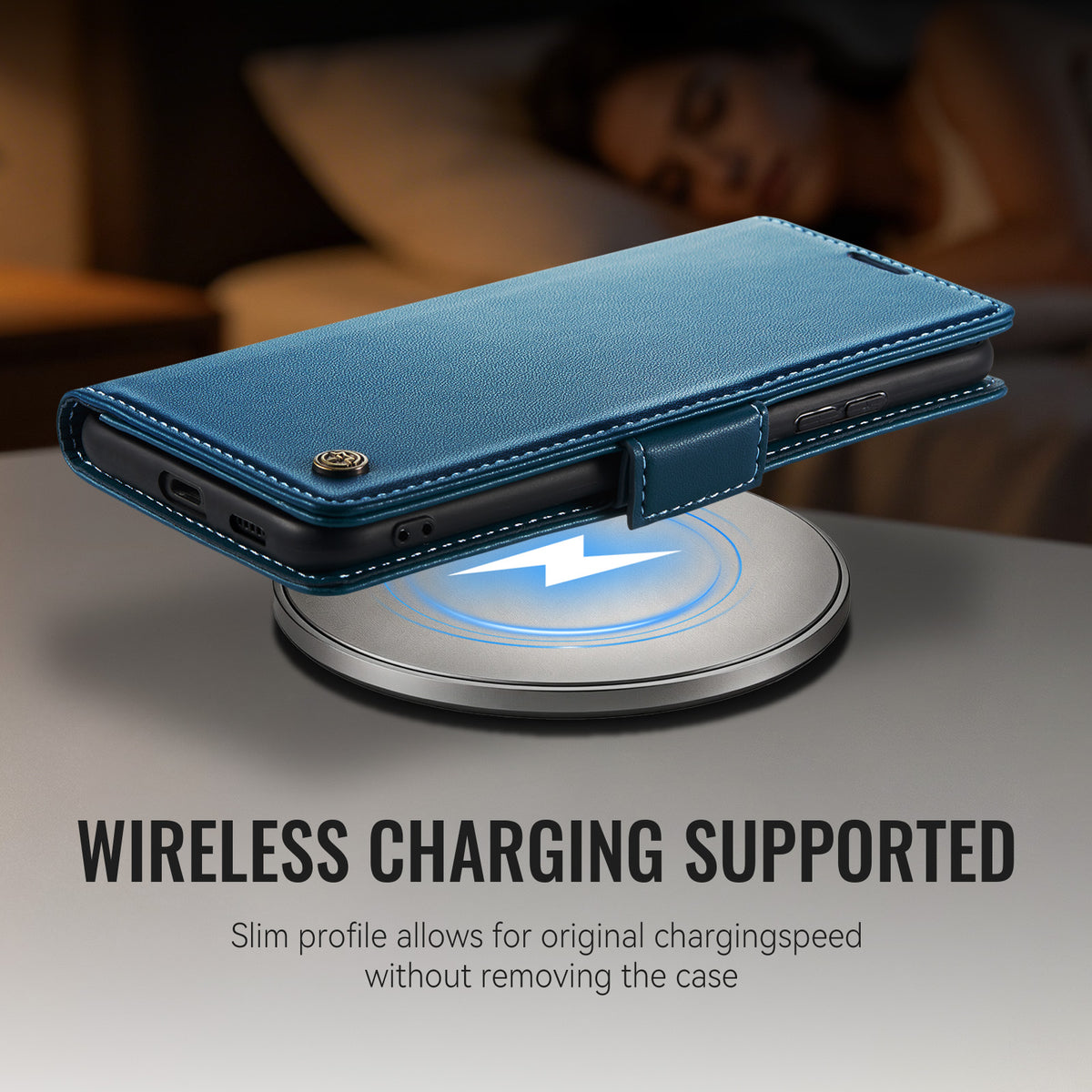 CASEME til Samsung Galaxy S26 FE Cover 023-serien RFID-blokerende pungstativ Glansfuld Litchi-tekstur læder telefoncover