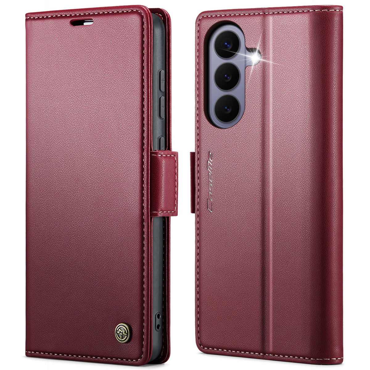 CASEME til Samsung Galaxy S26 FE Cover 023-serien RFID-blokerende pungstativ Glansfuld Litchi-tekstur læder telefoncover