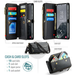 CASEME for Samsung Galaxy S26 FE C36 Leather Case Zipper 10 Card Slots Phone Cover with Straps