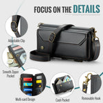CASEME for Samsung Galaxy S26 FE C36 Leather Case Zipper 10 Card Slots Phone Cover with Straps