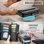 CASEME for Samsung Galaxy S26 FE C36 Leather Case Zipper 10 Card Slots Phone Cover with Straps