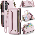 CASEME for Samsung Galaxy S26 FE C36 Leather Case Zipper 10 Card Slots Phone Cover with Straps