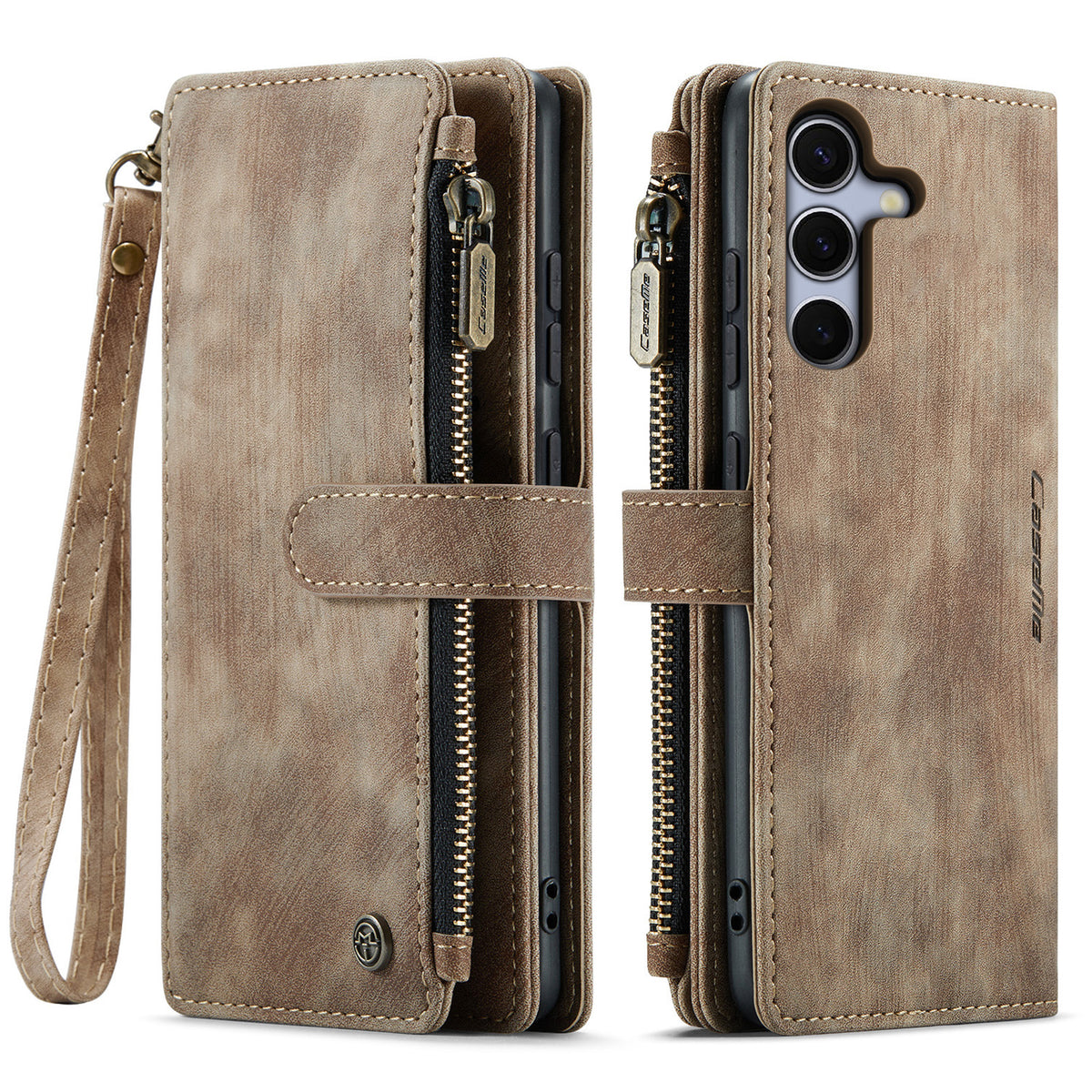CASEME för Samsung Galaxy S26 FE Plånboksfodral C30 Lädermobilfodral med 10 Korthållare med Blixtlåsficka