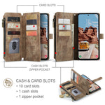 CASEME för Samsung Galaxy S26 FE Plånboksfodral C30 Lädermobilfodral med 10 Korthållare med Blixtlåsficka