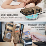 CASEME för Samsung Galaxy S26 FE Plånboksfodral C30 Lädermobilfodral med 10 Korthållare med Blixtlåsficka