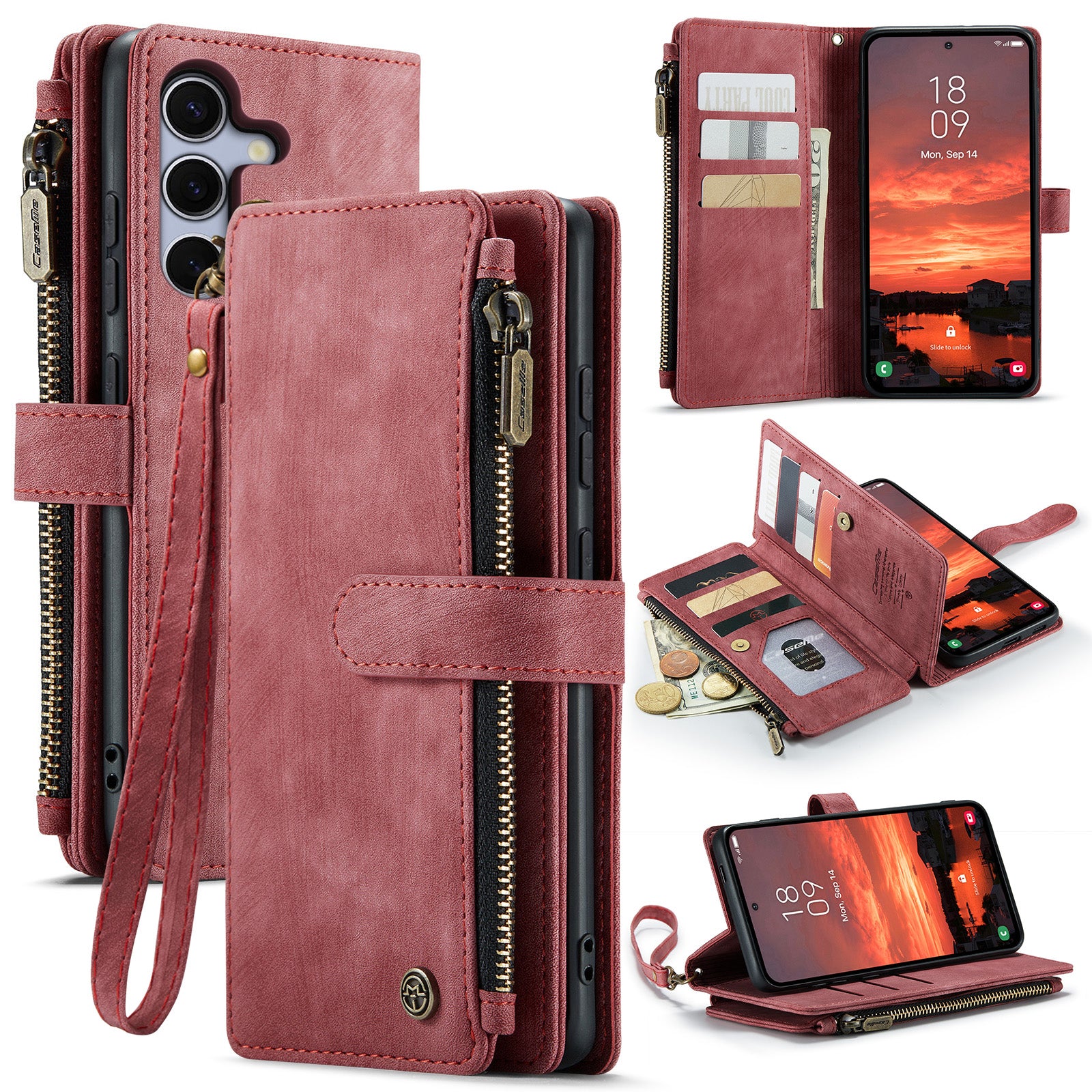 CASEME for Samsung Galaxy S26 FE Wallet Case C30 Leather Phone Cover with 10 Card Holder Zipper Pocket