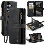 CASEME för Samsung Galaxy S26 FE Plånboksfodral C30 Lädermobilfodral med 10 Korthållare med Blixtlåsficka