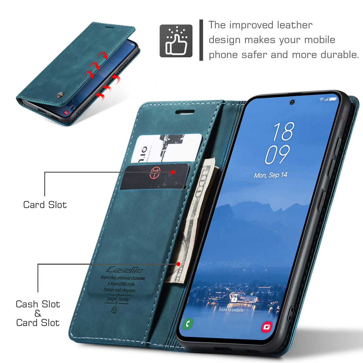 CASEME for Samsung Galaxy S26 FE Wallet Case  013 Series PU Leather Phone Cover Stand