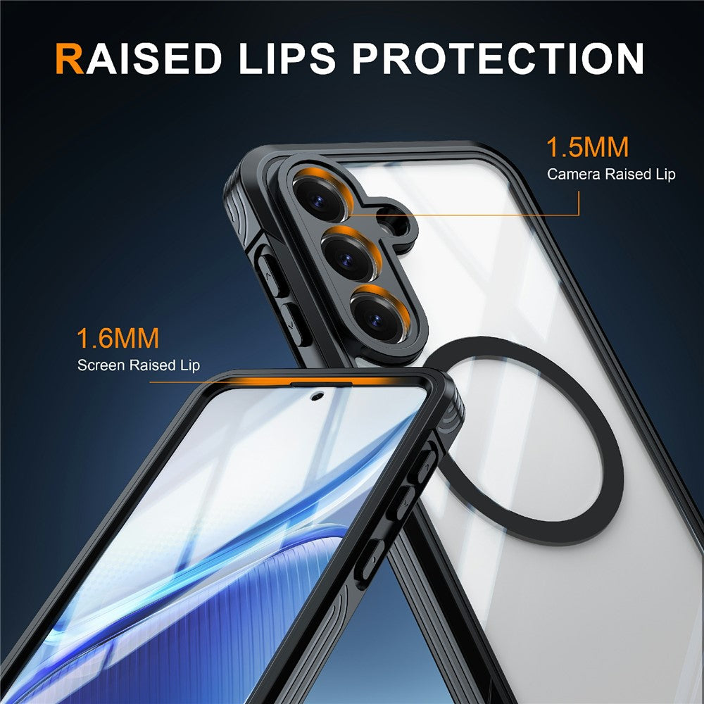 For Samsung Galaxy S26 FE Magnetic Case PC + TPU Phone Cover with Tempered Glass Screen Film