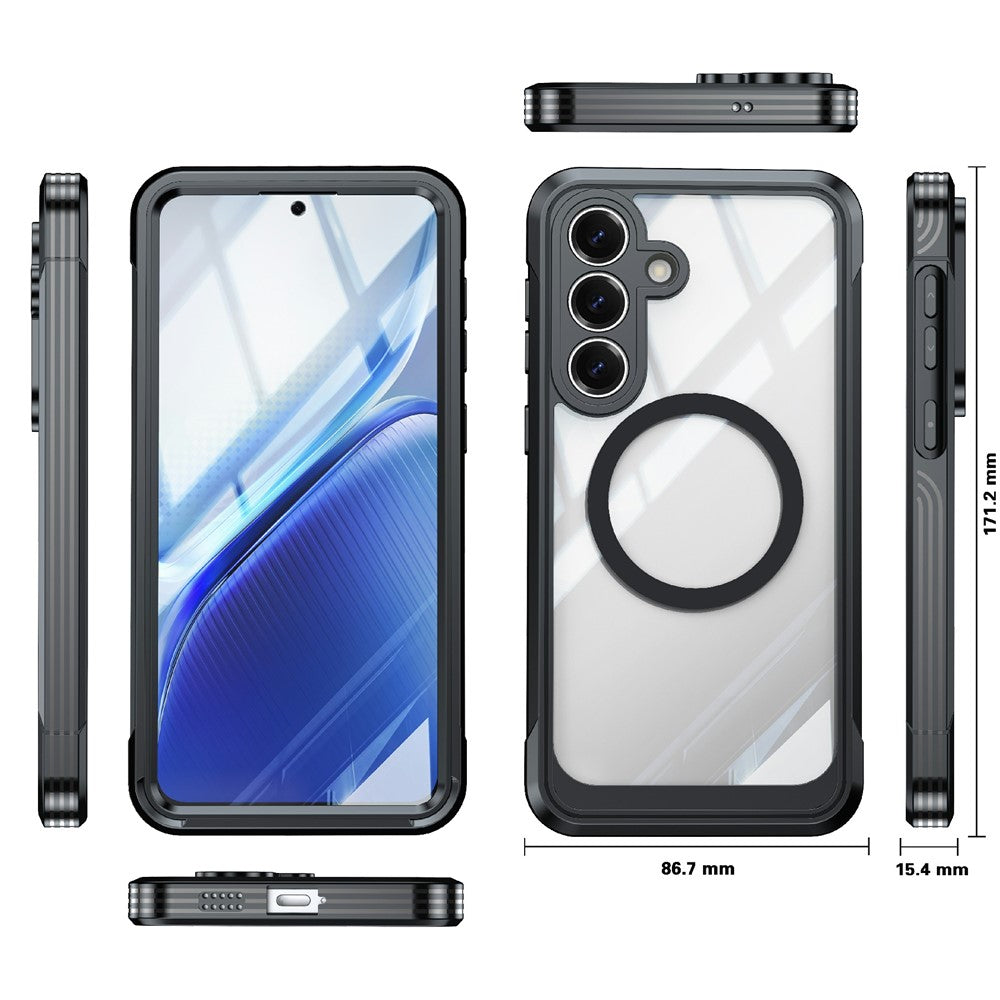For Samsung Galaxy S26 FE Magnetic Case PC + TPU Phone Cover with Tempered Glass Screen Film