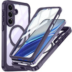 For Samsung Galaxy S26 FE Magnetic Case PC + TPU Phone Cover with Tempered Glass Screen Film