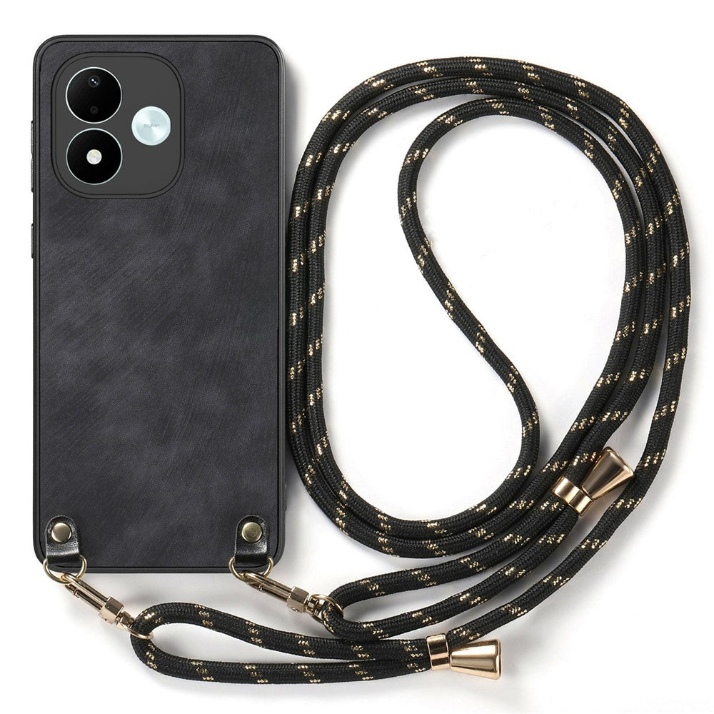For Xiaomi Redmi Note 17 4G (Global) / Note 17 5G (Global) / Note 17 (India / China) 5G Retro Leather Phone Back Cover with Adjustable Strap