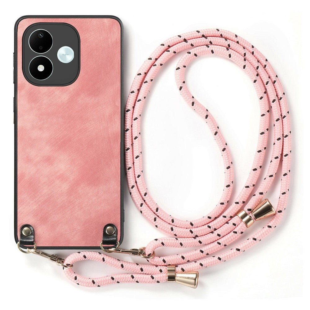 For Xiaomi Redmi Note 17 4G (Global) / Note 17 5G (Global) / Note 17 (India / China) 5G Retro Leather Phone Back Cover with Adjustable Strap