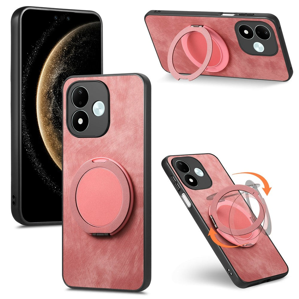 For Xiaomi Redmi Note 17 4G (Global) / Note 17 5G (Global) / Note 17 (India / China) 5G Stress Relief Retro Leather Back Cover Phone Case with Rotating Kickstand