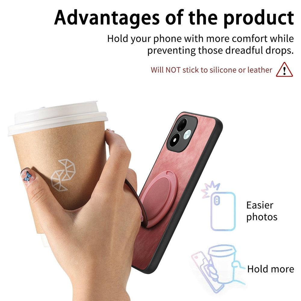 For Xiaomi Redmi Note 17 4G (Global) / Note 17 5G (Global) / Note 17 (India / China) 5G Stress Relief Retro Leather Back Cover Phone Case with Rotating Kickstand