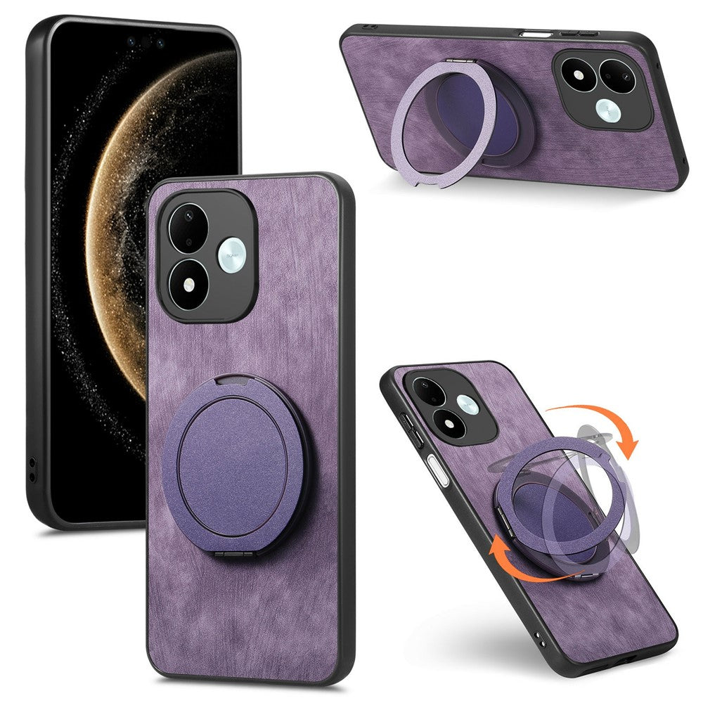 For Xiaomi Redmi Note 17 4G (Global) / Note 17 5G (Global) / Note 17 (India / China) 5G Stress Relief Retro Leather Back Cover Phone Case with Rotating Kickstand