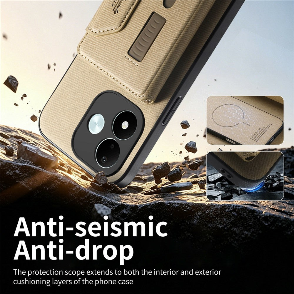 Xiaomi Redmi Note 17 4G (Global) / Note 17 5G (Global) / Note 17 (Indien / Kina) 5G Magnetiskt fodral i PU-läder + PC + TPU reptåligt bakstycke med avtagbar korthållare