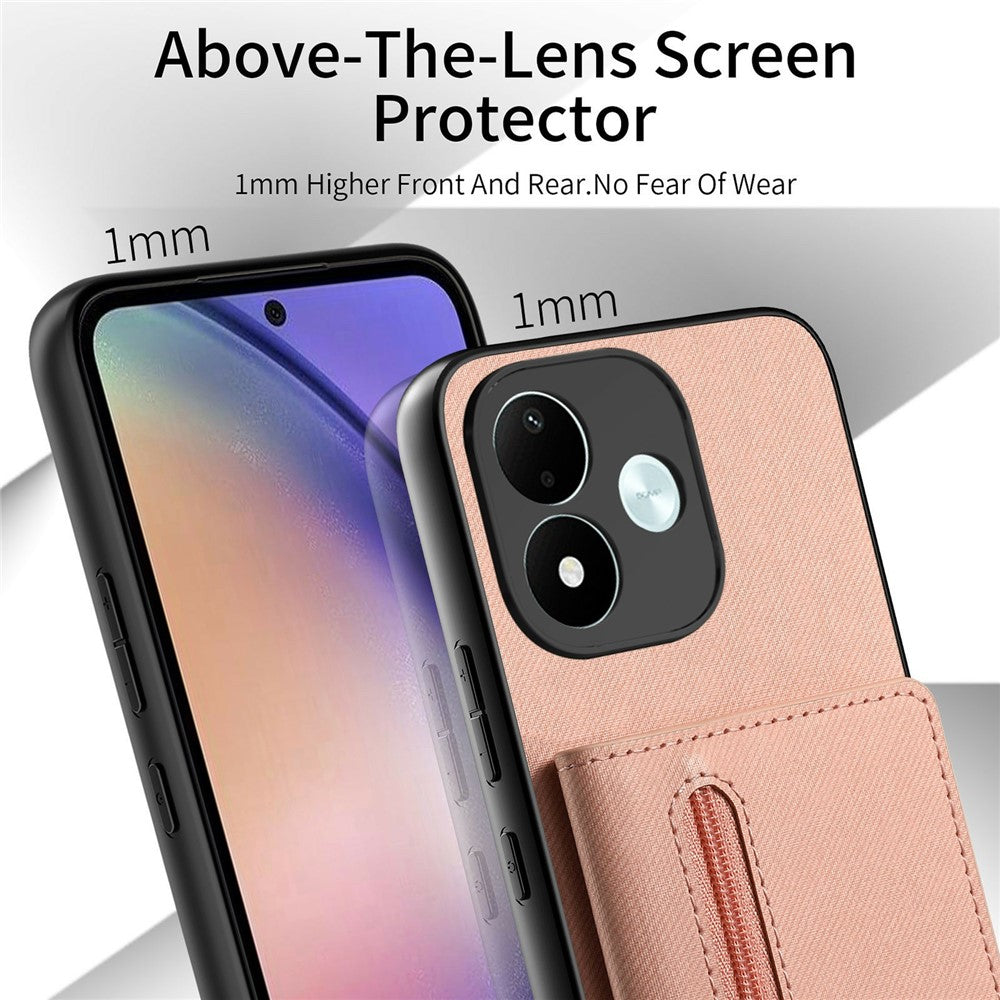 For Xiaomi Redmi Note 17 4G (Global) / Note 17 5G (Global) / Note 17 (India / China) 5G Case Zipper Card Holder Kickstand Jeans Cloth Texture Leather Back Cover