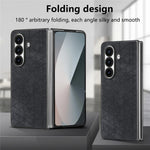 For Samsung Galaxy Z Fold8 Ultra Case Retro Geometric PU Leather + PC Anti-Scratch Foldable Phone Cover with Front Frame