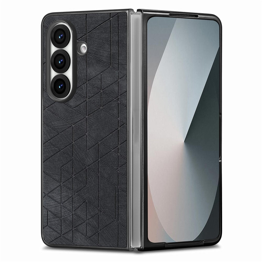 For Samsung Galaxy Z Fold8 Ultra Case Retro Geometric PU Leather + PC Anti-Scratch Foldable Phone Cover with Front Frame