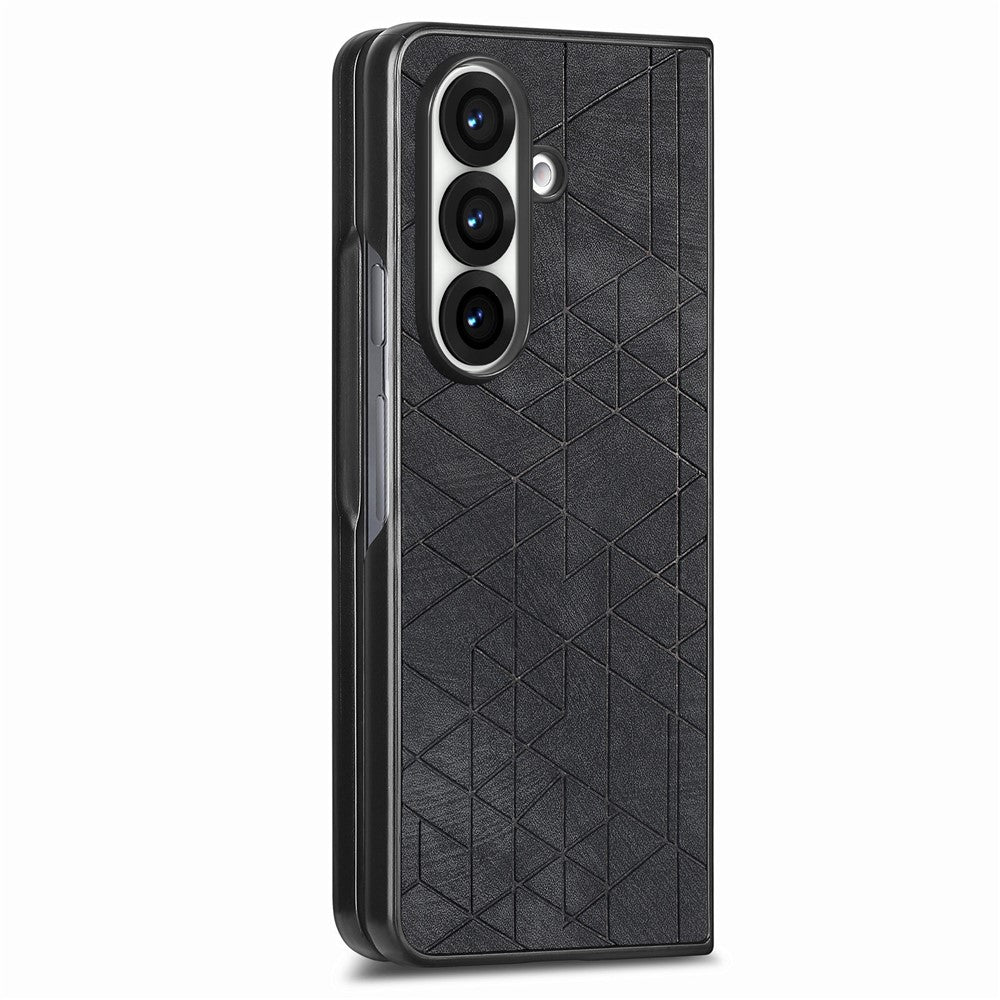 For Samsung Galaxy Z Fold8 Ultra Case Retro Geometric PU Leather + PC Anti-Scratch Foldable Phone Cover with Front Frame