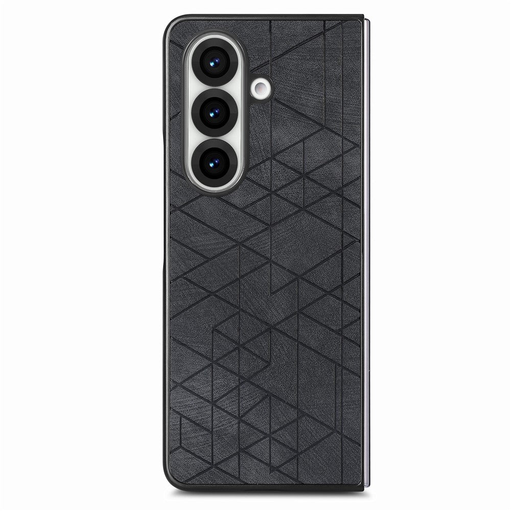 For Samsung Galaxy Z Fold8 Ultra Case Retro Geometric PU Leather + PC Anti-Scratch Foldable Phone Cover with Front Frame