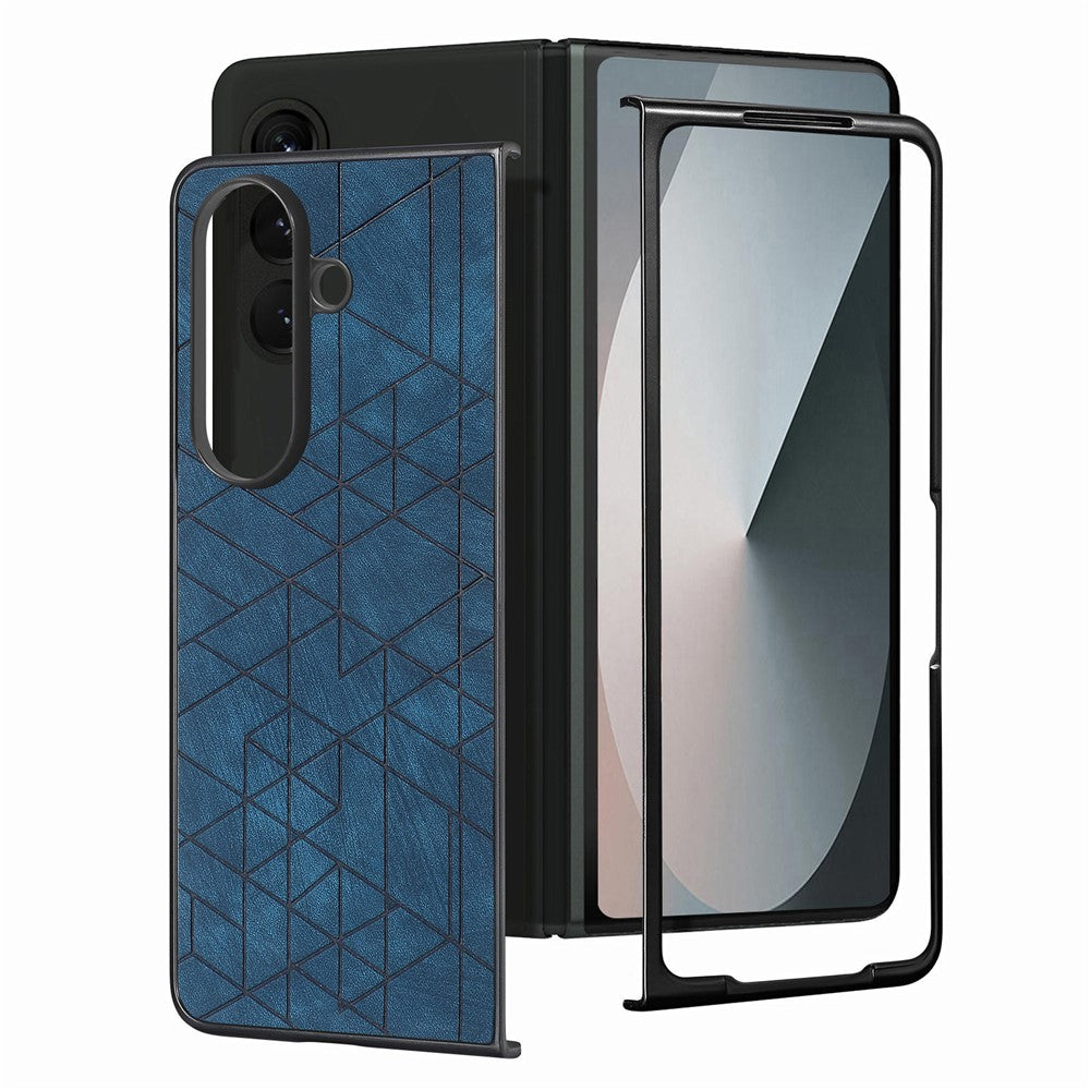 For Samsung Galaxy Z Fold8 Ultra Case Retro Geometric PU Leather + PC Anti-Scratch Foldable Phone Cover with Front Frame