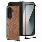 For Samsung Galaxy Z Fold8 Ultra Case Retro Geometric PU Leather + PC Anti-Scratch Foldable Phone Cover with Front Frame