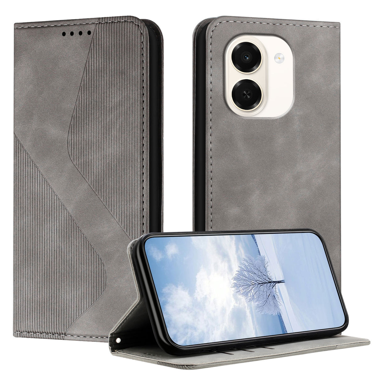 For Honor Play 80 Plus 5G / Honor X7e 4G Phone Cover Skin-touch Feel Leather Wallet Case with Stand
