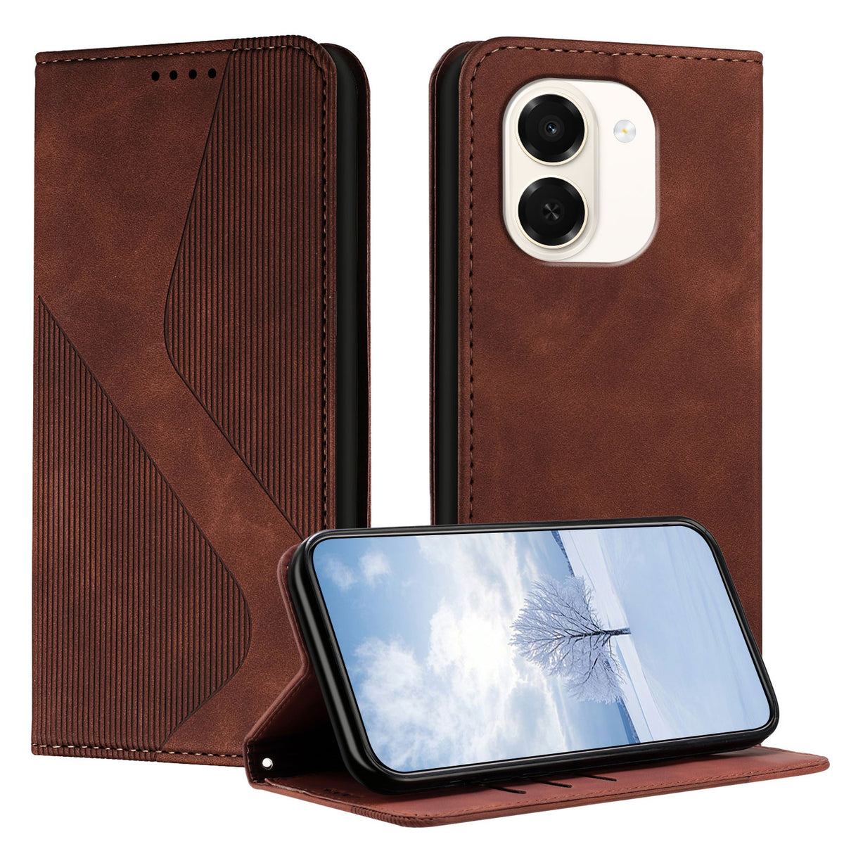 For Honor Play 80 Plus 5G / Honor X7e 4G Phone Cover Skin-touch Feel Leather Wallet Case with Stand