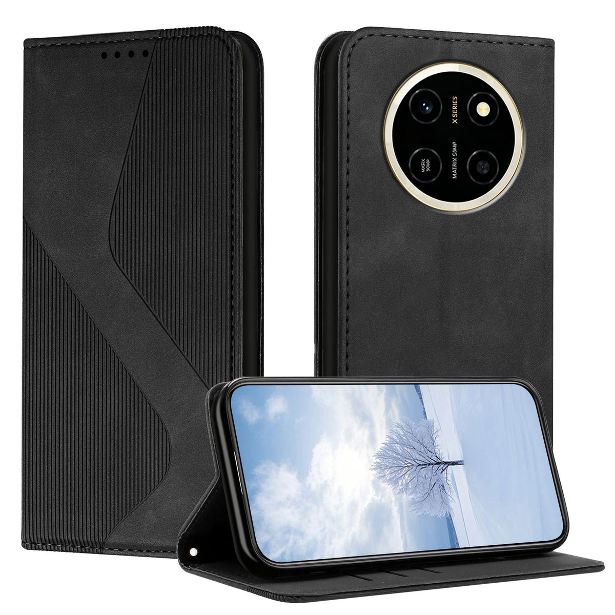 For Honor X80 Pro Max 5G Phone Cover Skin-touch Feel Leather Wallet Case with Stand