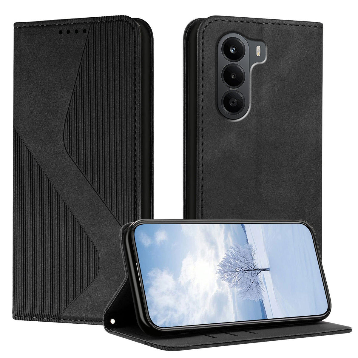 For OnePlus Turbo 6X 5G Phone Cover Skin-touch Feel Leather Wallet Case with Stand