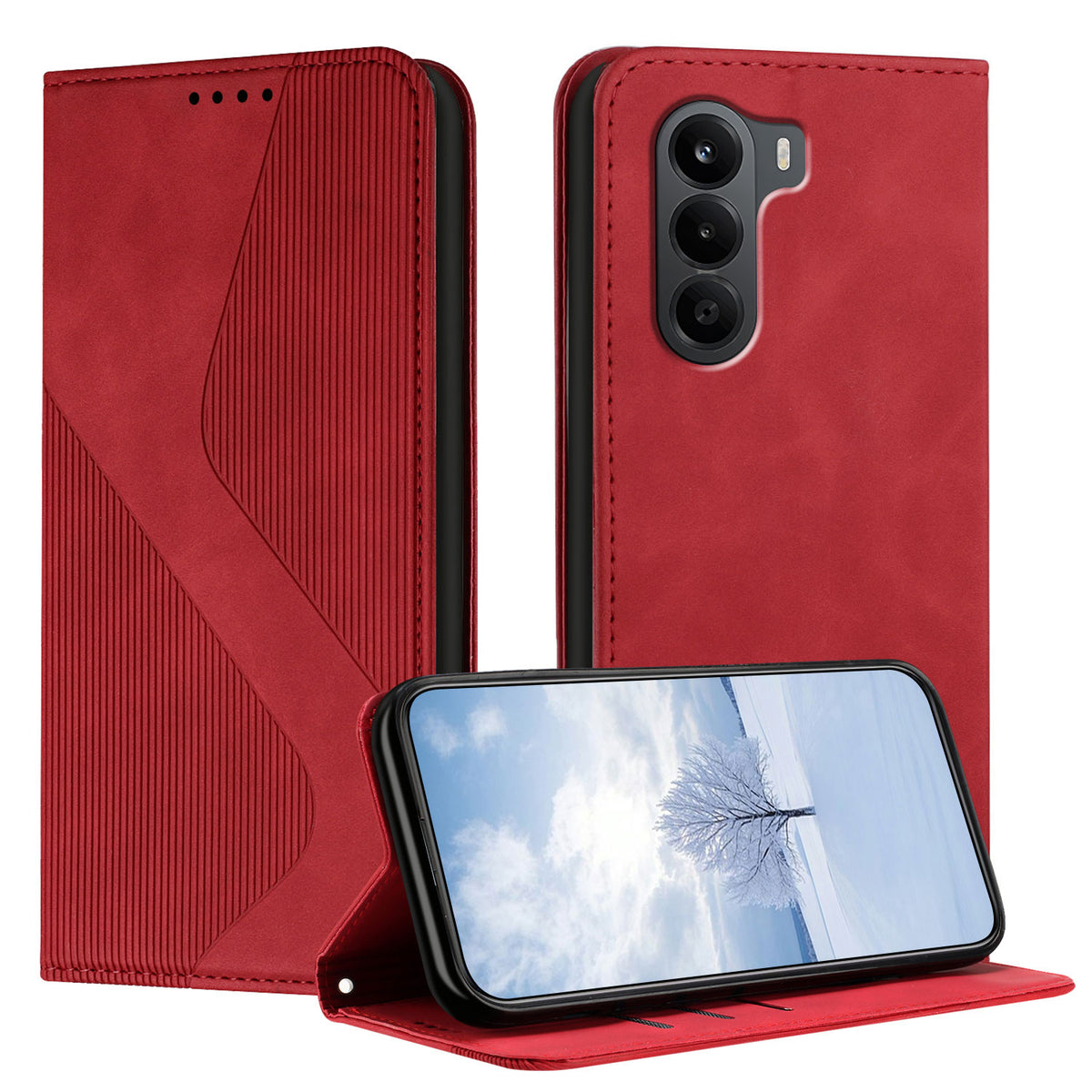 For OnePlus Turbo 6X 5G Phone Cover Skin-touch Feel Leather Wallet Case with Stand