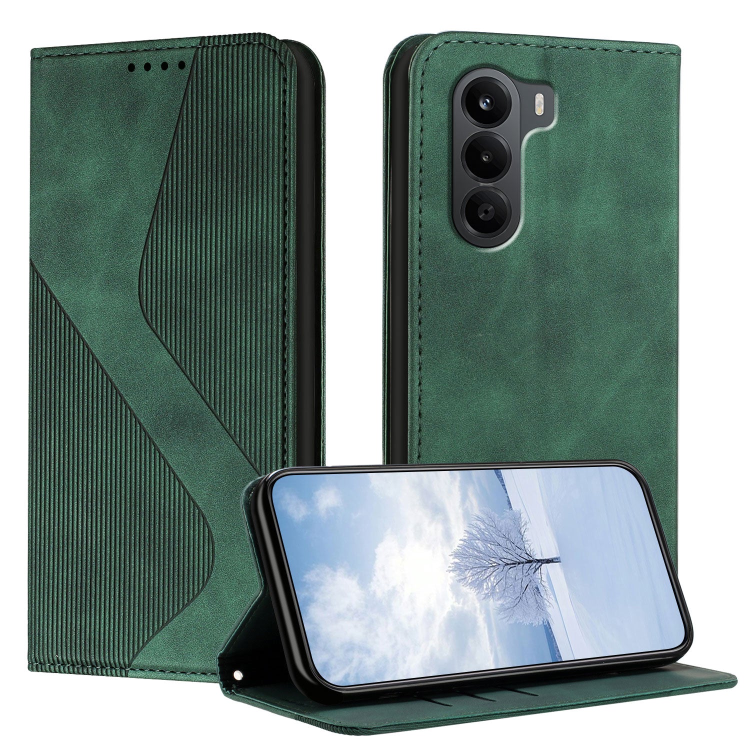 For OnePlus Turbo 6X 5G Phone Cover Skin-touch Feel Leather Wallet Case with Stand