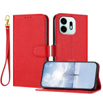 For OnePlus N6 4G Leather Case Litchi Texture Wallet Stand Anti Drop Phone Cover with Wrist Strap