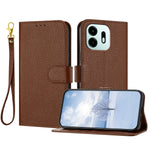For OnePlus N6 4G Leather Case Litchi Texture Wallet Stand Anti Drop Phone Cover with Wrist Strap