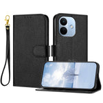 For Xiaomi Redmi Note 17 Pro 5G Leather Case Litchi Texture Wallet Stand Anti Drop Phone Cover with Wrist Strap