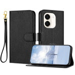 For Honor Play 80 Plus 5G / Honor X7e 4G Leather Case Litchi Texture Wallet Stand Anti Drop Phone Cover with Wrist Strap