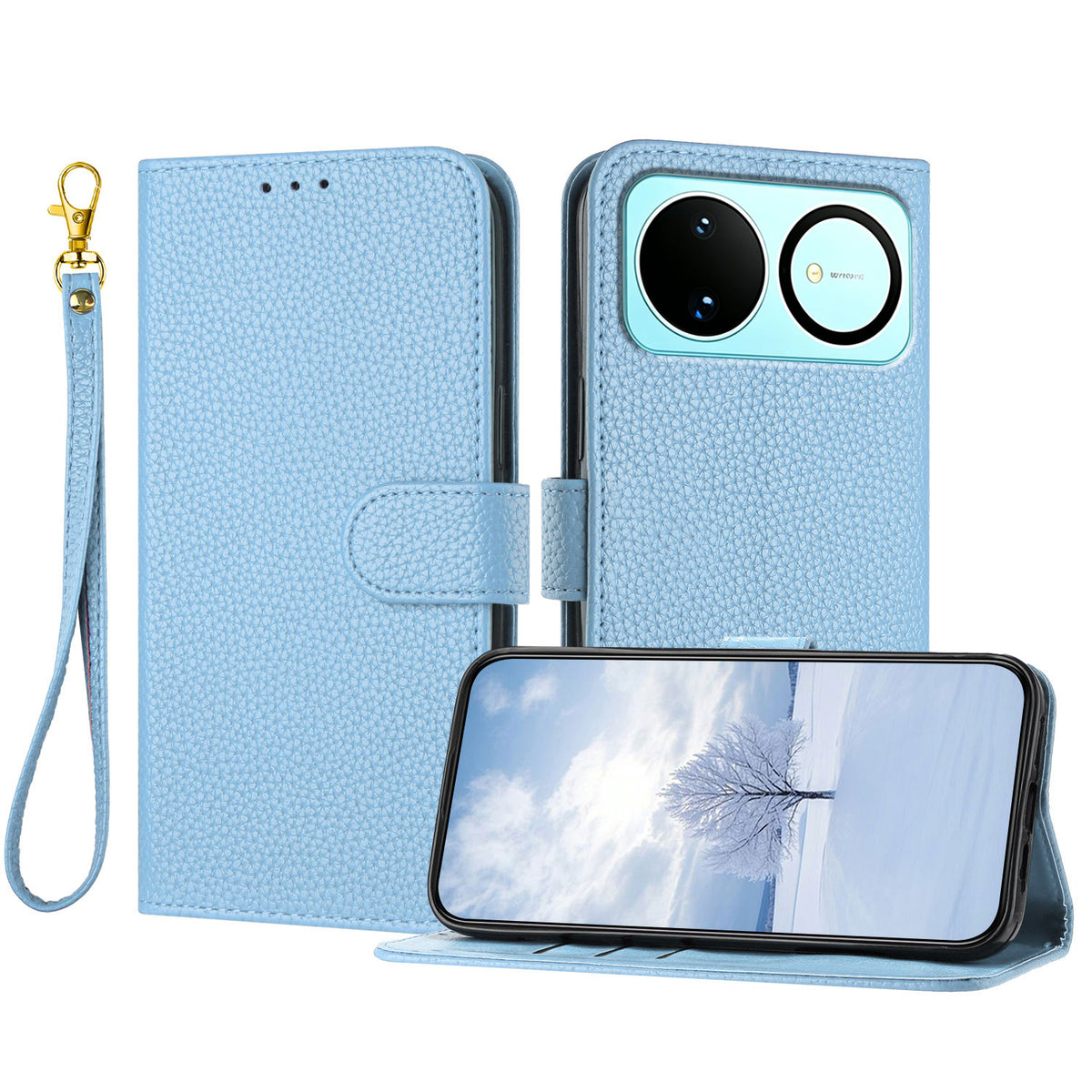 For Huawei nova 16 5G Leather Case Litchi Texture Wallet Stand Anti Drop Phone Cover with Wrist Strap