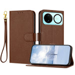 For Huawei nova 16 5G Leather Case Litchi Texture Wallet Stand Anti Drop Phone Cover with Wrist Strap