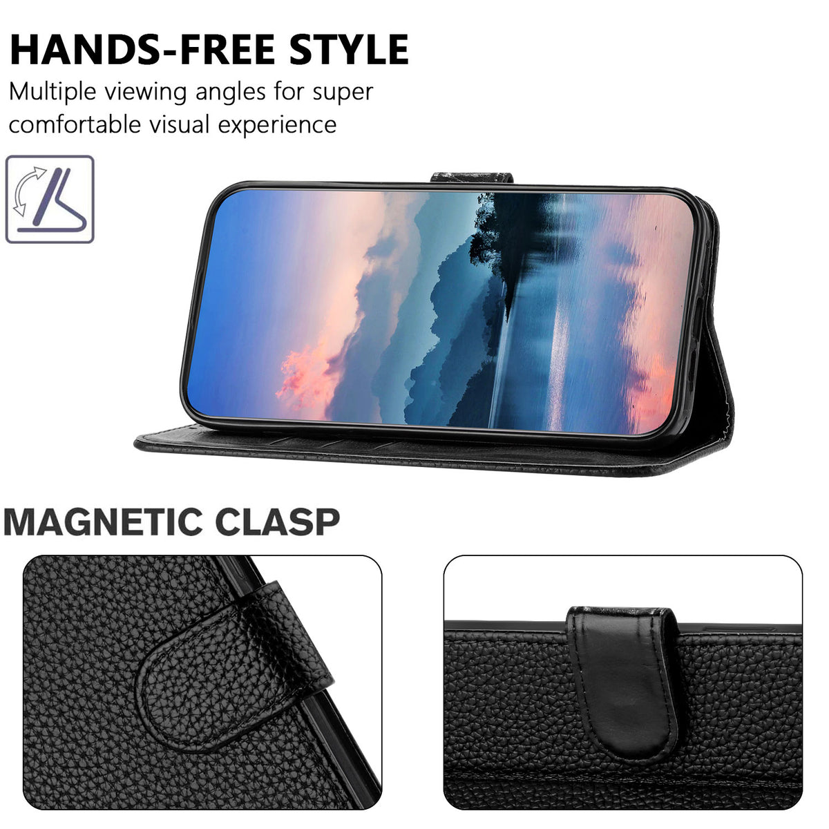Til OnePlus Turbo 6X 5G Læderetui Litchi Tekstur Pung Stativ Anti Fald Telefoncover med Håndledsrem