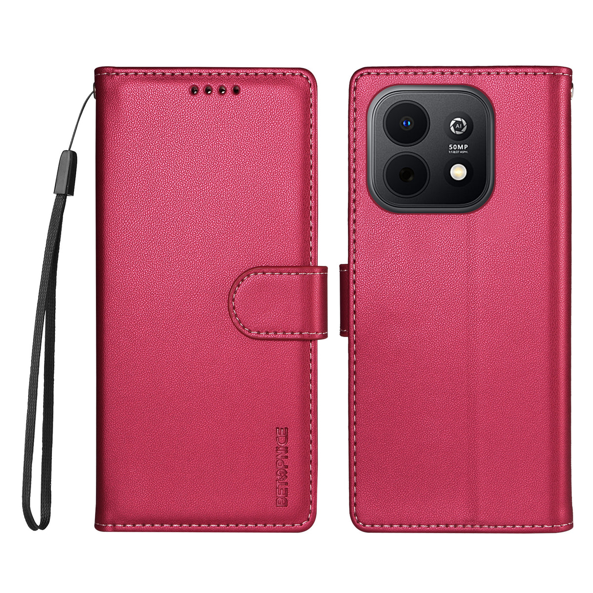 BETOPNICE for Huawei Enjoy 90 Plus / Huawei Enjoy 90 006 Case RFID Blocking Wallet Stand Leather Phone Cover with Wrist Strap