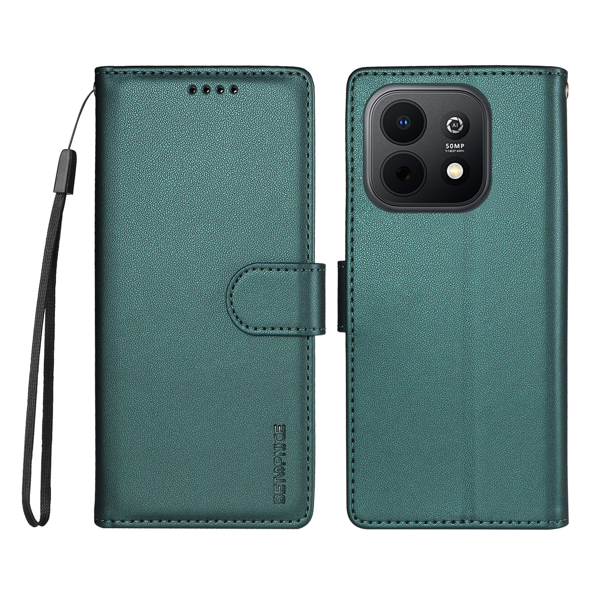 BETOPNICE for Huawei Enjoy 90 Plus / Huawei Enjoy 90 006 Case RFID Blocking Wallet Stand Leather Phone Cover with Wrist Strap