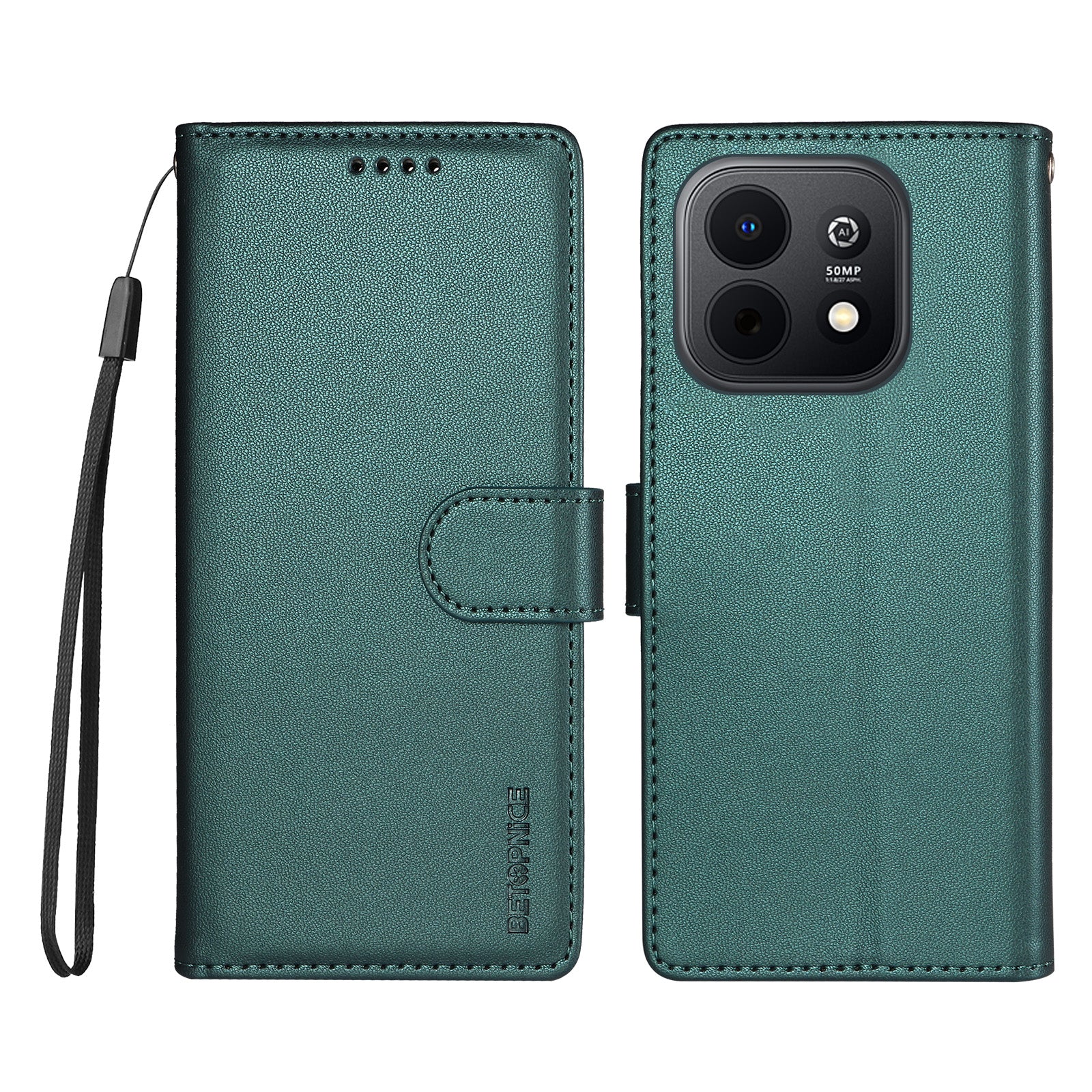 BETOPNICE för Huawei Enjoy 90 Plus / Huawei Enjoy 90 006 Skal RFID-blockerande plånboksfodral i läder med handledsrem
