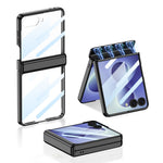 GKK For Samsung Galaxy Z Flip8 Case Magnetic Hinge Electroplating Clear PC Phone Cover with Rear Screen Film