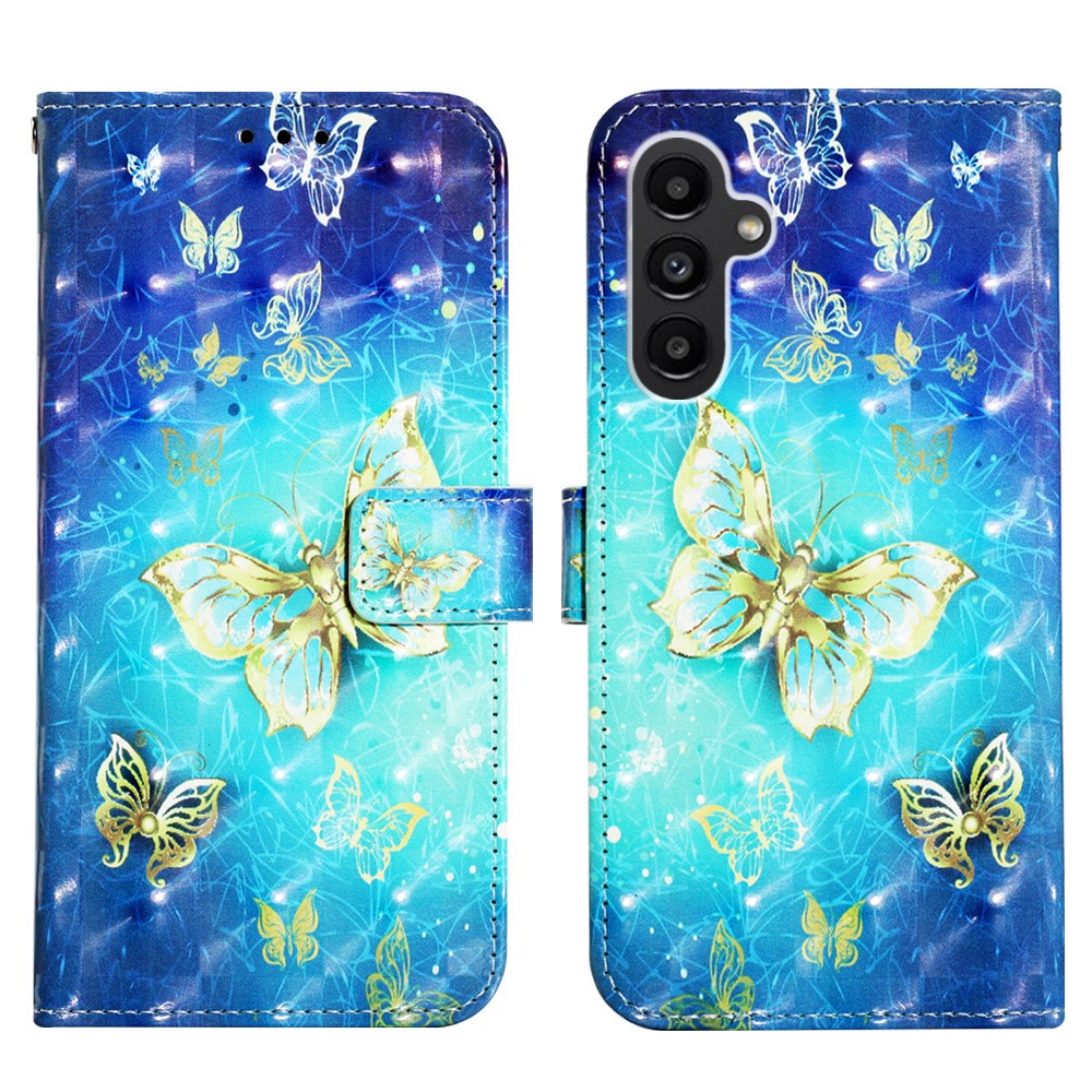 Samsung Galaxy A14 5G / A14 4G Läderfodral 3D-mönstertryck Plånboksfodral med rem