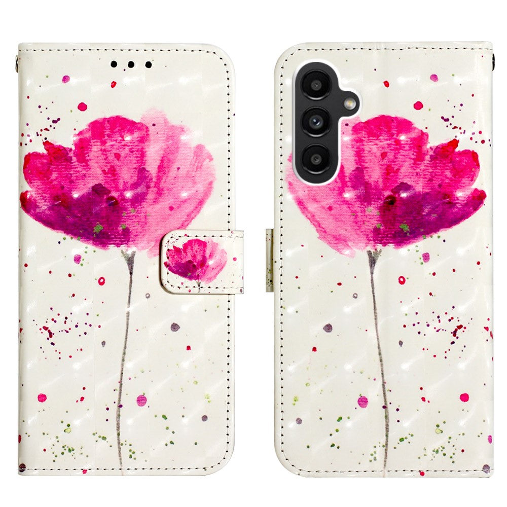 Samsung Galaxy A14 5G / A14 4G Läderfodral 3D-mönstertryck Plånboksfodral med rem