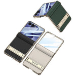 GKK För Samsung Galaxy Z Flip8 Stativskal Magnetiskt Gångjärnsskydd PU + PC + Härdat Glas mobilskal